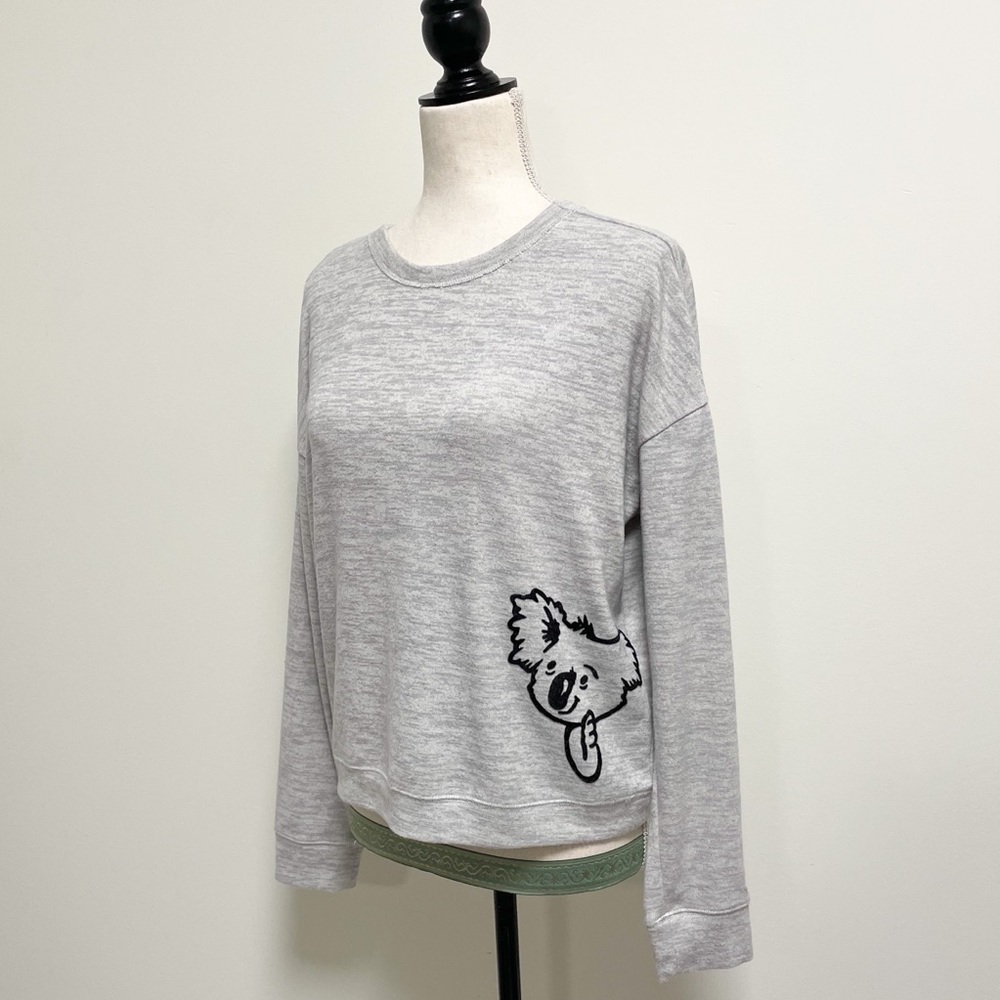 Gilly Hicks Heather Grey Black Glitter Koala Boxy Open Back Knit Top Small
